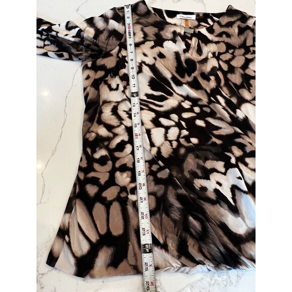 Calvin Klein Women's Abstract Animal Print Wrap Top with 3/4 Sleeves - Picture 14 of 14
